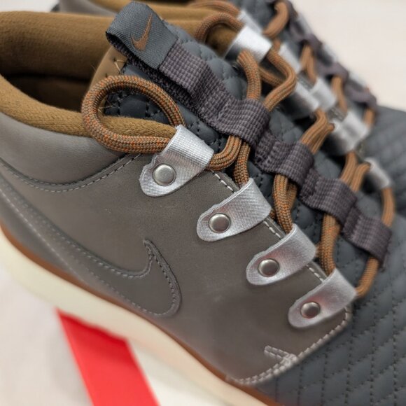 Nike Roshe Run Mercury Mid Sneakerboot Gray Leather Brown Lining Mens US 8 UK 7 - Picture 5 of 11
